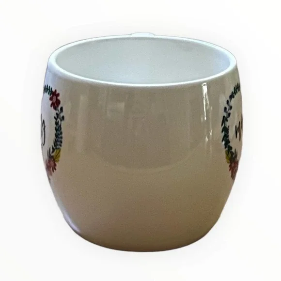 Opal House Morning Vibes White Ceramic Coffee Mug with Floral Heart Shape Design - Picture 3 of 9